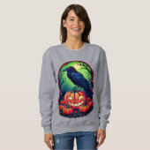 Halloween Raven in een pompoen patch Trui (Voorkant volledig)