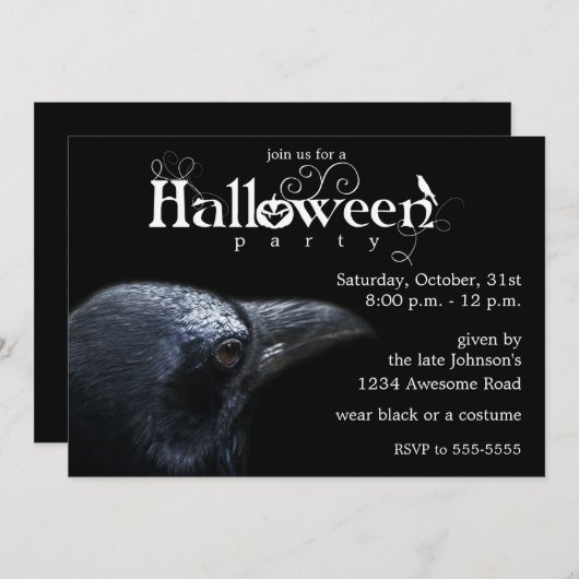 Halloween Raven Invitation Kaart (Voorkant / Achterkant)