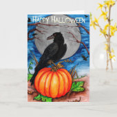 Halloween Raven Kaart (Gele Bloem)