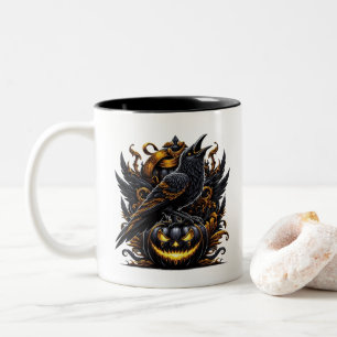Halloween Raven koffiemok Tweekleurige Koffiemok