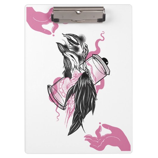 Halloween Raven met Lotus Hands Art Spiral Notebo Klembord (Voorkant)