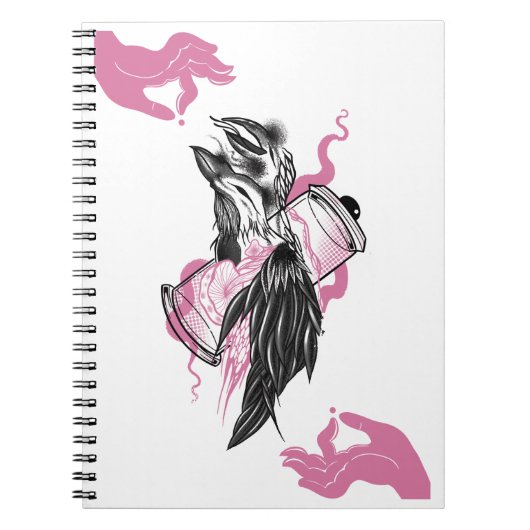 Halloween Raven met Lotus Hands Art Spiral Notebo Notitieboek (Voorkant)