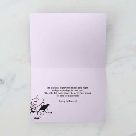 Halloween Raven Night Kaart (Binnen)