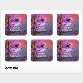 Halloween Raven Night Vierkante Sticker (Vel)