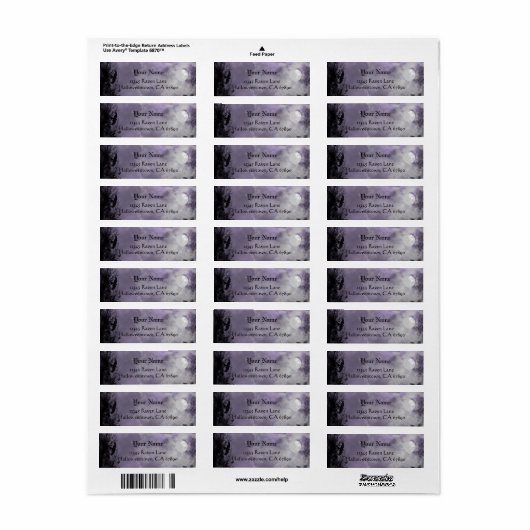 Halloween Raven Purple Sky Custom Address Label (Full Sheet)