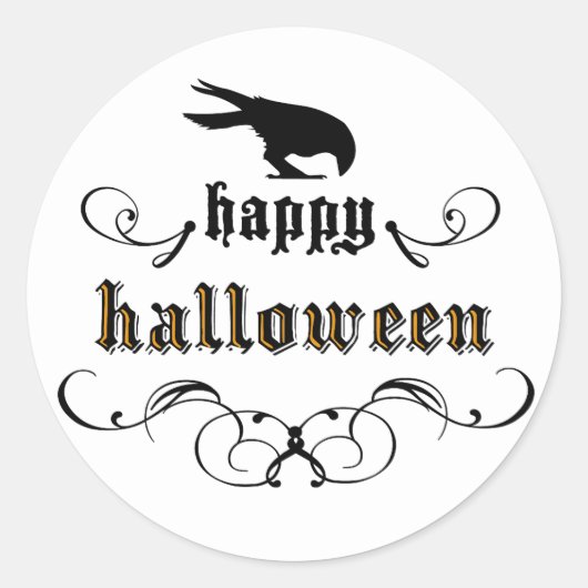 Halloween - Raven Ronde Sticker (Voorkant)
