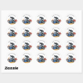 Halloween raven schedel oogbal waterverf ronde sticker (Vel)
