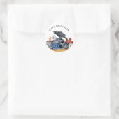 Halloween raven schedel oogbal waterverf ronde sticker (Tas)