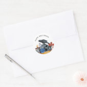 Halloween raven schedel oogbal waterverf ronde sticker (Envelop)