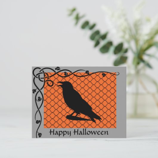 Halloween Raven Silhouette Briefkaart (Staand voorkant)