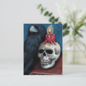 Halloween Raven, Skull & Candle Painting Briefkaart (Staand voorkant)