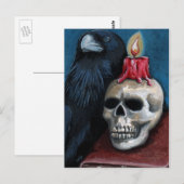 Halloween Raven, Skull & Candle Painting Briefkaart (Voorkant / Achterkant)