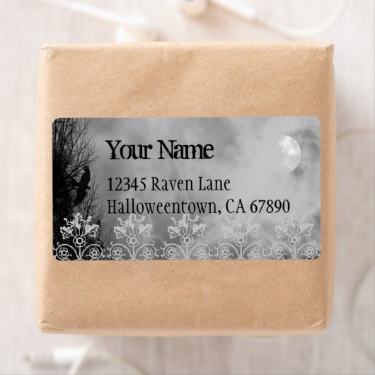 Halloween Raven Sky Black Custom Large Label (Insitu)