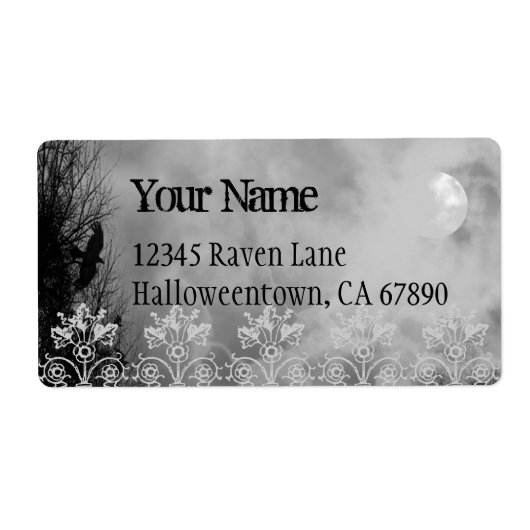 Halloween Raven Sky Black Custom Large Label (Voorkant)