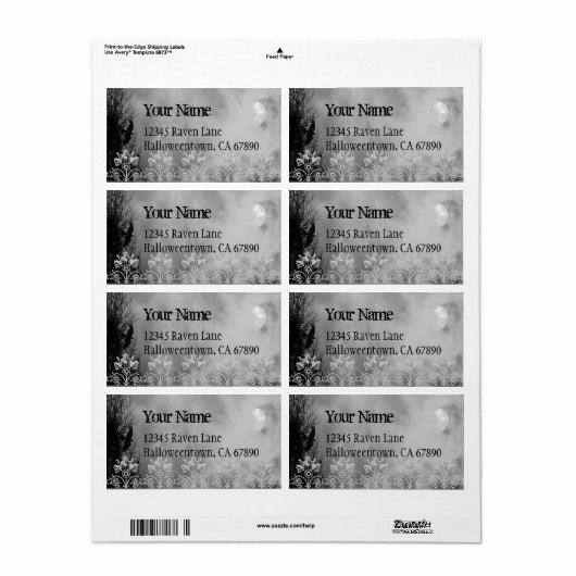 Halloween Raven Sky Black Custom Large Label (Full Sheet)