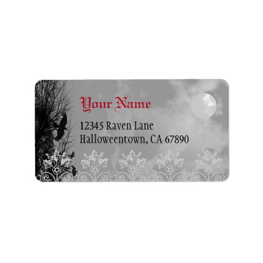 Halloween Raven Sky Custom Address Label (Voorkant)
