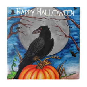 Halloween Raven Tegeltje