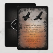 Halloween Ravens en Harten Trouwen samen met Kaart (Voorkant / Achterkant)