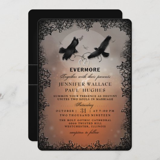 Halloween Ravens en Hearts CUSTOM EDITABLE Kaart (Voorkant / Achterkant)