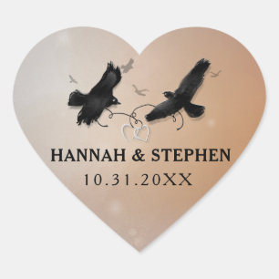 Halloween Ravens met harten bruiloft hart Sticker