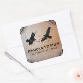 Halloween Ravens met harten bruiloft plein Vierkante Sticker (Envelop)