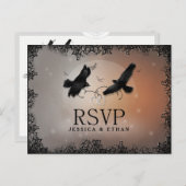 Halloween Ravens Wedding RSVP Briefkaart (Voorkant / Achterkant)