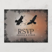 Halloween Ravens Wedding RSVP Briefkaart (Voorkant)