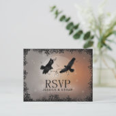 Halloween Ravens Wedding RSVP Briefkaart (Staand voorkant)