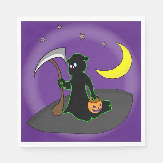 Halloween Reaper, Ax, Moon and Pumpkin Servet (Voorkant)