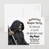 Halloween Reaper Party Briefkaart (Voorkant / Achterkant)