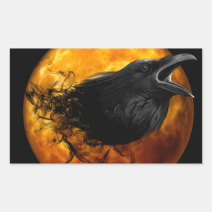 Halloween Rechthoek Stickers/Crow en Moon Rechthoekige Sticker