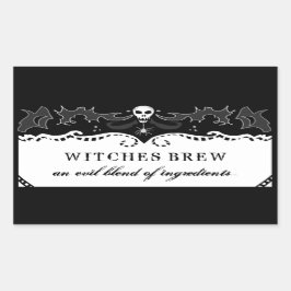 Halloween Rechthoek Zwart & Wit Label - Groot