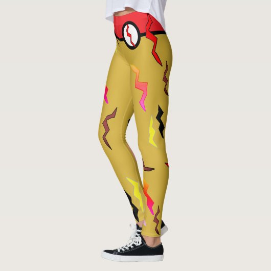 Halloween Red Black Gold Lightning Bolts Leggings (Links)