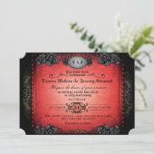 Halloween Red & Black Gothic Wedding RecEPING Kaart (Staand voorkant)