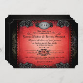 Halloween Red & Black Gothic Wedding RecEPING Kaart (Voorkant / Achterkant)