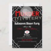 Halloween Red Black Murder Mystery Dinner Party Kaart (Voorkant)