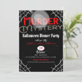 Halloween Red Black Murder Mystery Dinner Party Kaart (Staand voorkant)
