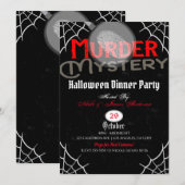 Halloween Red Black Murder Mystery Dinner Party Kaart (Voorkant / Achterkant)
