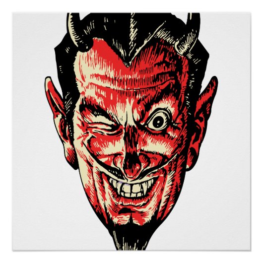 Halloween Red Devil Head Poster (Voorkant)