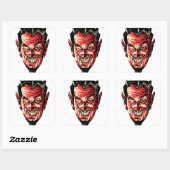  Halloween Red Devil Head Vierkante Sticker (Vel)