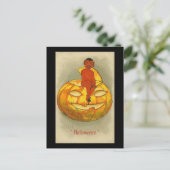 Halloween Red Devil Pumpkin Vintage Briefkaart (Staand voorkant)