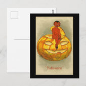 Halloween Red Devil Pumpkin Vintage Briefkaart (Voorkant / Achterkant)