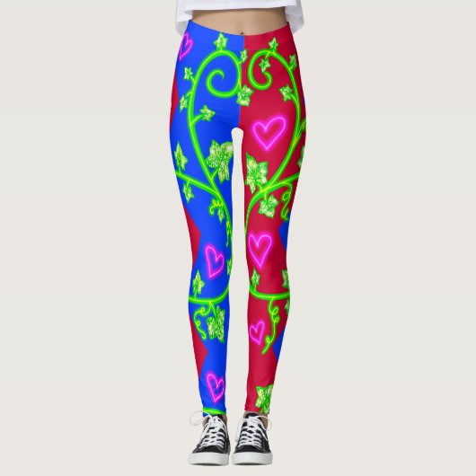 Halloween Red en Blue Diamonds en Ivy Leggings (Voorkant)
