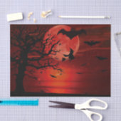 Halloween Red Full Moon Black Tree Witch Bat Scary Tissuepapier (Craft)