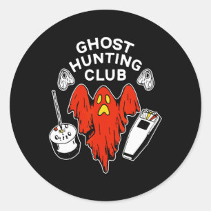 Halloween Red Ghost Hunting Club Spooky Hunter Ronde Sticker