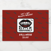 Halloween Red Lips Vampire Fangs Drink verantwoord Likeurfles Etiket (Enkel label)