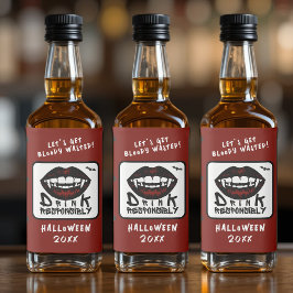 Halloween Red Lips Vampire Fangs Drink verantwoord Likeurfles Etiket
