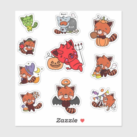 Halloween Red Panda Sticker (Vel)