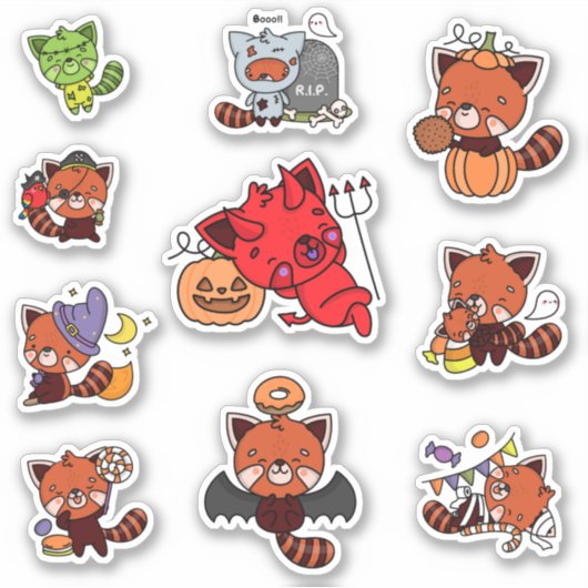 Halloween Red Panda Sticker (Voorkant)