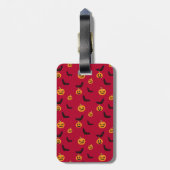 Halloween Red Pumpkin en Bat Pattern Bagagelabel (Achterkant verticaal)